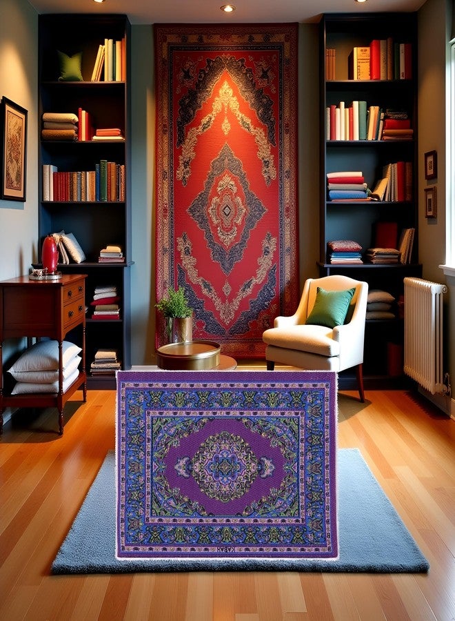 Jizlan 1Pc Purple Hand-Woven Rug 1:12 Mini Carpet Floor Mat Home Furniture Miniatures Gifts DIY Dollhouse Accessories Convenient - Image 5